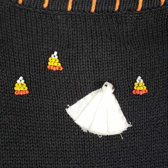 VTG Designers Originals Studio Vest Size Medium M Halloween Sweater Ghosts Candy - Picture 6 of 7